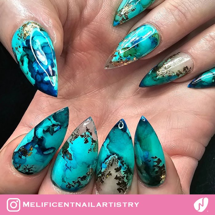 Gemstone Turquoise Nails